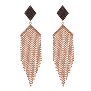 ( Rose Gold)super claw chain earrings occidental style exaggerating Earring woman Rhinestone diamond more tassel bride