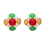 ( Color)medium earrings occidental style retro Earring woman fashion exaggerating flowers ear stud samll styleearrings