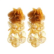 ( yellow)summer flowers earrings occidental style exaggerating Earring woman Bohemia embed Pearl flowers tassel