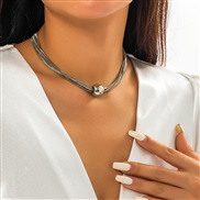 ( 2  necklace White K 58128 chain)occidental style  exaggerating big pendant clavicle  trend Metal multilayer chain nec