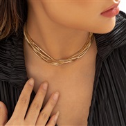( 3 necklace  Gold 54 1)occidental style  exaggerating big pendant clavicle  trend Metal multilayer chain necklace