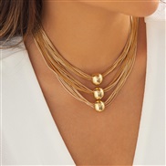 ( Gold 5495)occidental style  exaggerating Metal pellet pendant necklace  personality multilayer chain retro woman
