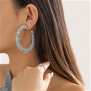 (  Gold 2816)occidental style  retro exaggerating Cowboy print circle ear stud woman  brief twining cirque Earring