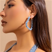 ( love  Gold 2964)occidental style  retro exaggerating Cowboy print circle ear stud woman  brief twining cirque Earring