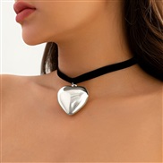 ( White K 5564)occidental style  exaggerating big love pendant necklace  brief long style velvet chain tassel