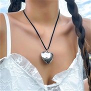 ( White k+ 5879)occidental style  exaggerating big love pendant necklace  brief long style velvet chain tassel