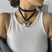 ( White K 5576)occidental style  exaggerating big love pendant necklace  brief long style velvet chain tassel