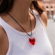 (  red 5666)occidental style  exaggerating big love pendant necklace  brief long style velvet chain tassel