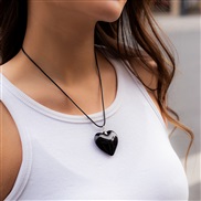 (  black 5666)occidental style  exaggerating big love pendant necklace  brief long style velvet chain tassel