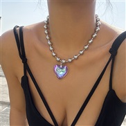 (  Color 5667)occidental style  exaggerating big love pendant necklace  brief long style velvet chain tassel