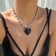 (  black 5667)occidental style  exaggerating big love pendant necklace  brief long style velvet chain tassel