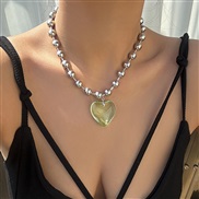 (  green 5667)occidental style  exaggerating big love pendant necklace  brief long style velvet chain tassel