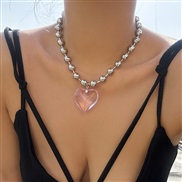 (  Pink 5667)occidental style  exaggerating big love pendant necklace  brief long style velvet chain tassel