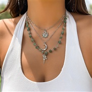 ( 3  White KSuit  4134)occidental style color Irregular gravel clavicle necklace  more wind sun
