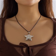 ( 4 White K 56 9)occidental style  exaggerating Five-pointed star pendant necklace  brief velvet tassel