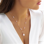 ( 9 Gold 5556)occidental style  temperament Pearl necklace  creative Irregular chain clavicle woman