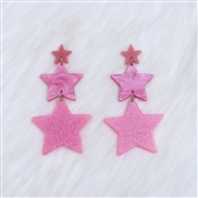 three star earrings long style occidental style fashion Five-pointed star Acrylic earring woman