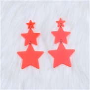 (fluorescent )three star earrings long style occidental style fashion Five-pointed star Acrylic earring woman