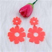 (fluorescent ) color hollow flowers earrings brief occidental style wind Acrylic earring woman