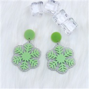(green )christmas christmas snowflake splice Acrylic earrings day all-Purpose personality fashion earring