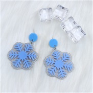 ( sky blue )christmas christmas snowflake splice Acrylic earrings day all-Purpose personality fashion earring