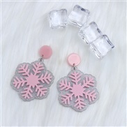 ( light pink )christmas christmas snowflake splice Acrylic earrings day all-Purpose personality fashion earring