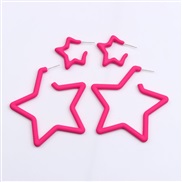 ( rose Red)color star set Acrylic earrings ear stud brief fashion day Five-pointed star earring woman