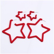 (red )color star set Acrylic earrings ear stud brief fashion day Five-pointed star earring woman