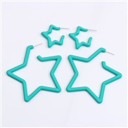 ( Lake Blue )color star set Acrylic earrings ear stud brief fashion day Five-pointed star earring woman