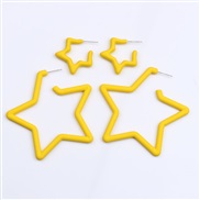 (yellow )color star set Acrylic earrings ear stud brief fashion day Five-pointed star earring woman