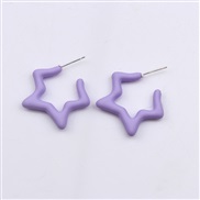 (purple)color star set Acrylic earrings ear stud brief fashion day Five-pointed star earring woman
