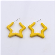 ( yellow)color star set Acrylic earrings ear stud brief fashion day Five-pointed star earring woman