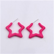 ( rose Red)color star set Acrylic earrings ear stud brief fashion day Five-pointed star earring woman