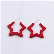( red)color star set Acrylic earrings ear stud brief fashion day Five-pointed star earring woman