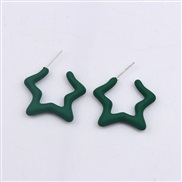 (Dark green)color star set Acrylic earrings ear stud brief fashion day Five-pointed star earring woman