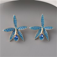 ( blue)occidental style brief flowers ear stud Alloy diamond earrings fashion all-Purpose Earring