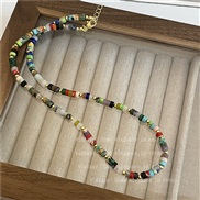 (B Style Mixed color)color natural gold handmade beads necklace clavicle chain high chain occidental style