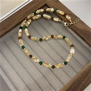 (Hlength  38+6 Gold)color natural gold handmade beads necklace clavicle chain high chain occidental style