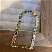 ( Bracelet)occidental style personality color zircon short style chain bracelet fashion temperament clavicle chain neck