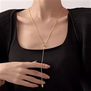 ( Gold heart shaped )temperament long style heart-shaped tassel necklace woman samll high brief sweater chain titanium 