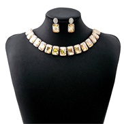 (E5944 2/ champagne)occidental style luxurious crystal square set  fashion temperament necklace exaggerating earrings w