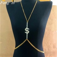 ( Gold)occidental style fashion trend super Rhinestone chain  chain womanbody chain