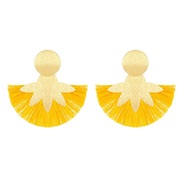 ( 3 KCgold  yellow K 142)occidental style geometry flowers tassel earrings woman exaggerating personality autumn Earrin