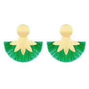 ( 4 KC Golden green K 176)occidental style geometry flowers tassel earrings woman exaggerating personality autumn Earri