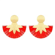 ( 5 KCgold  red K 177)occidental style geometry flowers tassel earrings woman exaggerating personality autumn Earring w
