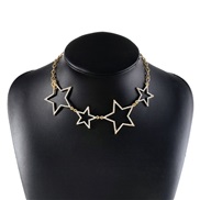 ( Gold) fashion Five-pointed star flash diamond necklace  retro elegant geometry star Alloy clavicle chain