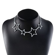 ( White K) fashion Five-pointed star flash diamond necklace  retro elegant geometry star Alloy clavicle chain