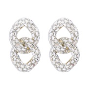 ( White K)E occidental style temperament fully-jewelled hollow earrings  exaggerating geometry chain flash diamond ear 