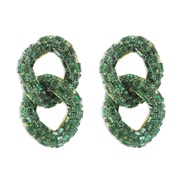 ( green)E occidental style temperament fully-jewelled hollow earrings  exaggerating geometry chain flash diamond ear st