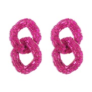 ( rose Red)E occidental style temperament fully-jewelled hollow earrings  exaggerating geometry chain flash diamond ear